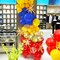 Blue Yellow Red and Gold Balloon Arch Kit, 156Pcs Latex Baloons Garland with 4D Star Balloons